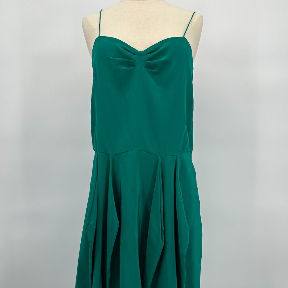 Vintage 2000s Stella McCartney Dark Teal Silk Spaghetti Strap Dress